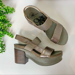 OTBT• Indio Block Heel Brown Leather Sandals 7.5
